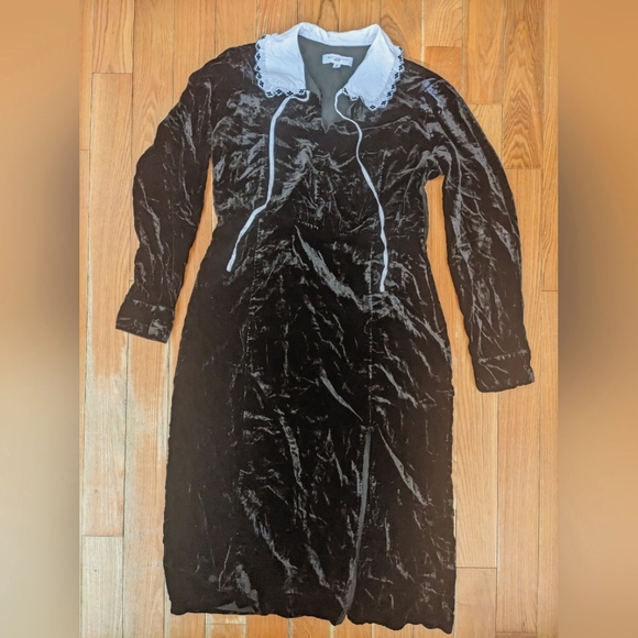 Sweet Baby Jamie Dresses & Skirts - Sweet Baby Jamie Black Collared Velvet Dress Size XL Jamie Mizrahi